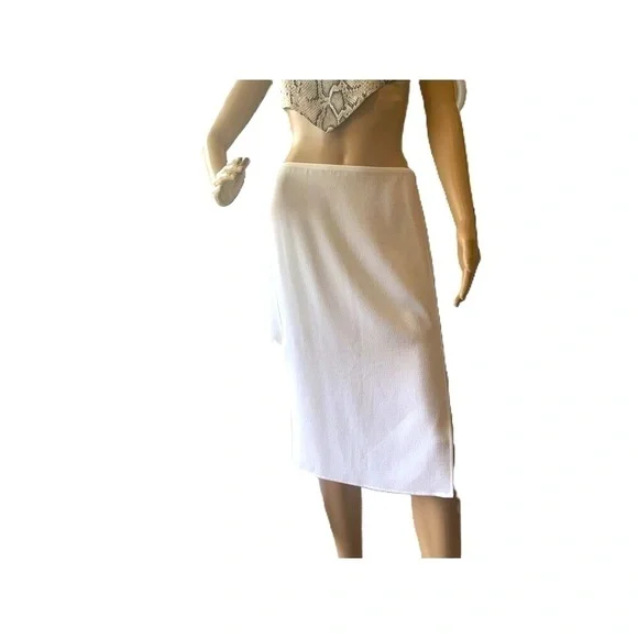 BCBGMAXAZRIA White Knee-Length Pencil Skirt Size 6 High Low - Picture 1 of 9